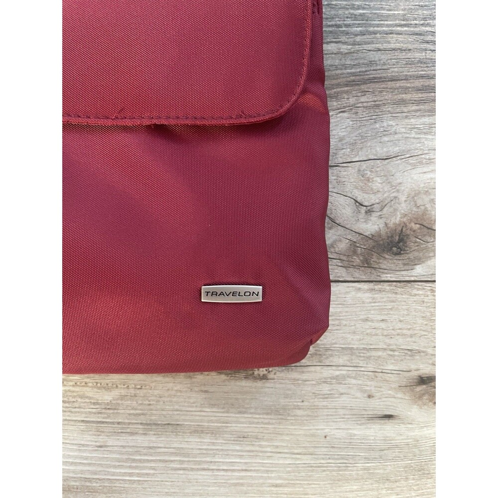 Travelon Anti-Theft Red Leather Crossbody Sling Bag Heritage Organizer Travel - Picture 3 of 10